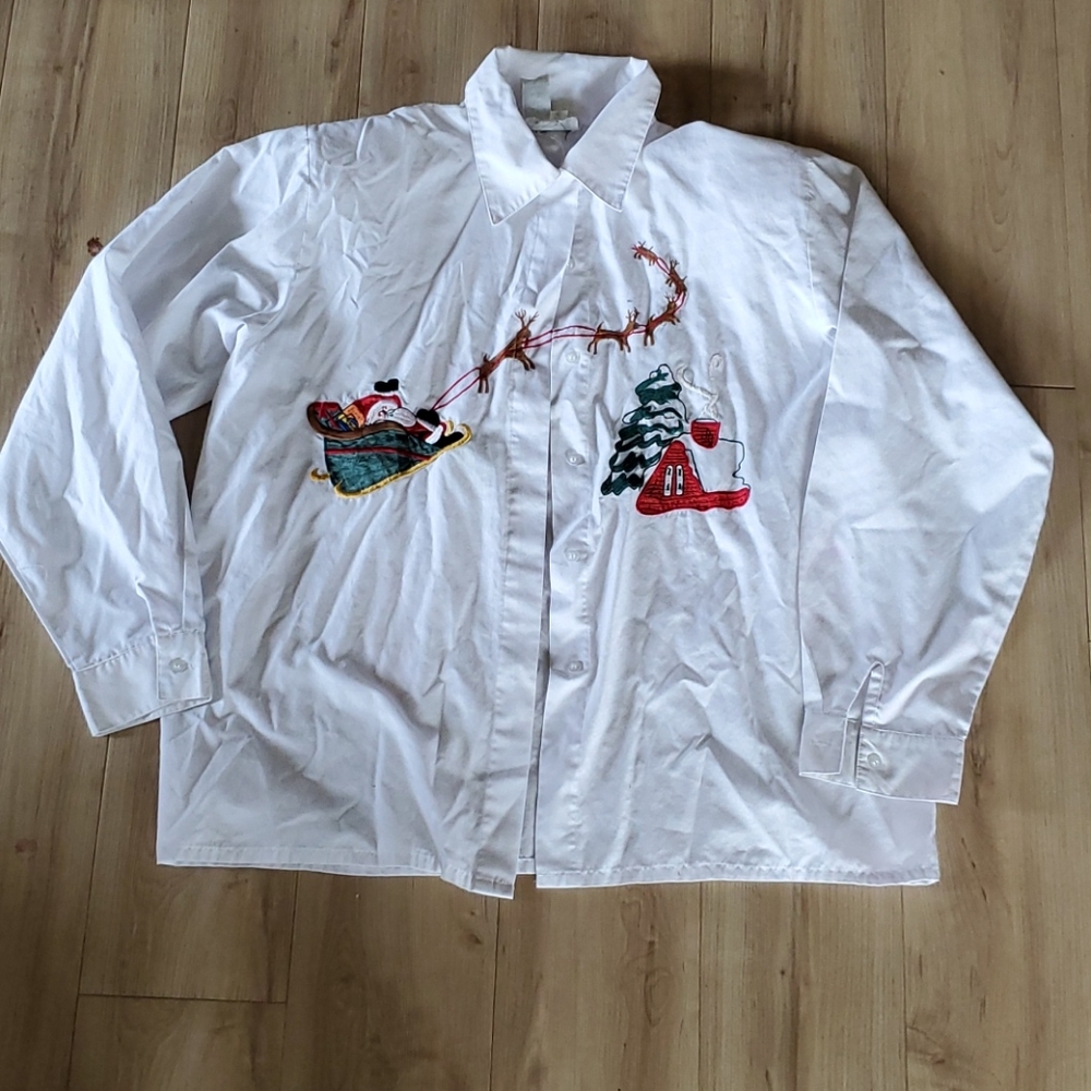 Retro Joyce Christmas button down shirt